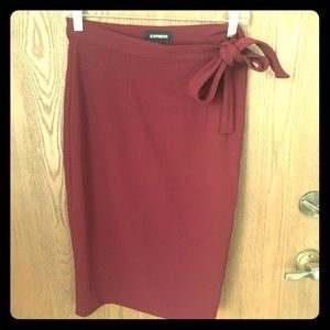 Burgundy High Waisted Pencil Skirt